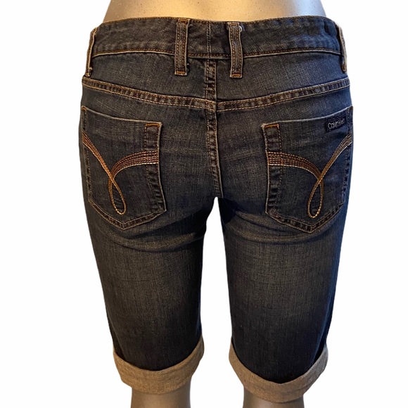 Calvin Klein Capri Jeans Denim Bermuda Cuffed Medium Wash Blue Summer Athleisure - Picture 5 of 7